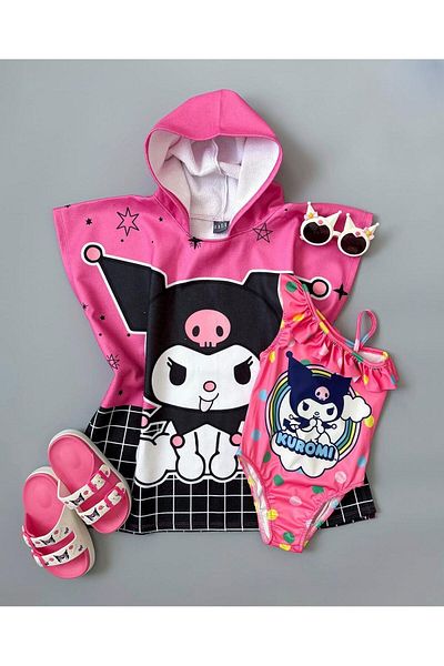 KOKOŞ BEBEK Kuromi Swimsuit-Towel Set 2 Pieces