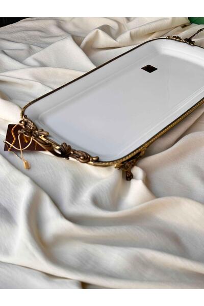 ROSSEV Antique White Rectangular Plate with Handle