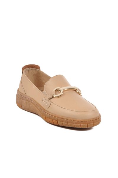 WALKWAY Beige Genuine Leather Women's Casual Shoes Voyager Z078 Z