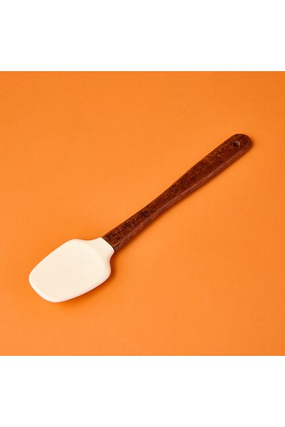 AROW 4-Piece Acacia Handle Silicone Serving Set - Cream / Brown