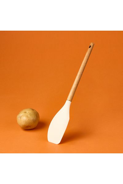 AROW Wooden Handle Silicone Spatula - Cream / Brown