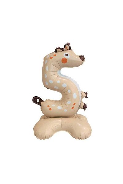 OEM Metallic foil party balloon, beige, 57×34 cm, hyena, number 5