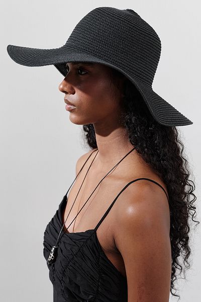 Manuka Wide Straw Hat Black