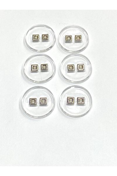 karantuhafiye Transparent Italian Button/Design Button with Silver Detail /2905/ 3 cm