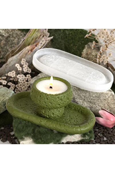 AnkaHobiMarket Beton Oval Tabanlık ve Mumluk Silikon Kalıp (S913)