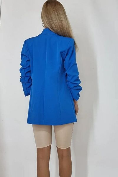 FashionForYou Jachetă casual BLUMY, lungime medie cu clapete, albastră, mărime XL/2XL, XL/2XL