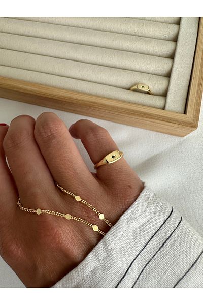ringbox Emerald Tiny Stone Little Finger Ring