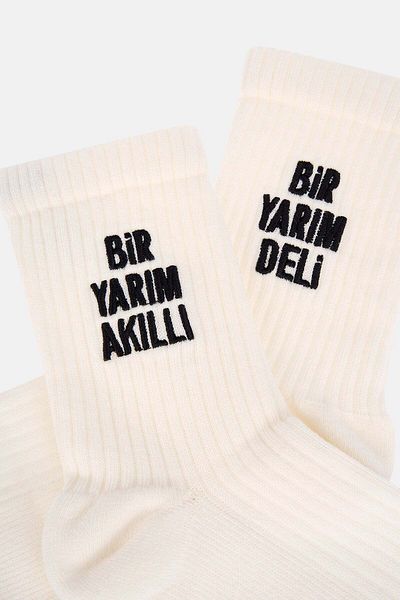 Reflect Studio Mvö Half Smart Half Crazy Towel Socks - White