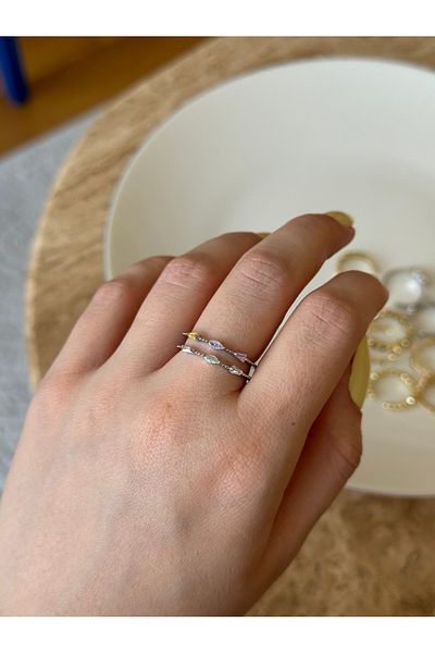 Ephyra Adjustable Silver Color Pastel Stone Ring