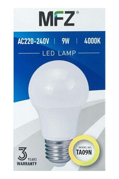 MFZ LED Lamp 9W | 4000K Neutral White | 720 Lumens | AC 220-240V | 50/60Hz | 80 lm/W Energy Efficien