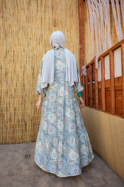 LOCCO Women's Ethnic Floral Patterned Dress Green