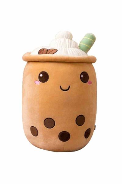 OEM Plush Pillow 50 cm Cute Boba Tea For Children, Fluffy Hugging Pillow, Brown