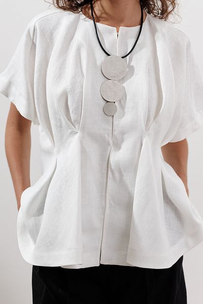 Manuka Linen Pile Detail Vest Ecru