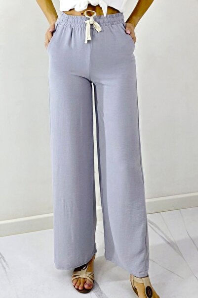 FashionForYou Long day pants, MERON cotton, with drawstring and wide cut, GREY, -