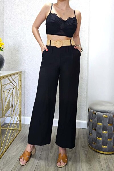 FashionForYou Pantaloni casual SAFYA, material respirabil și curea inclusă, N...