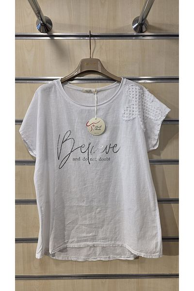 Park Moda Ιταλική μπλούζα με επιχρυσωμένο μοτίβο γραμμάτων απλικέ λουλουδάτο