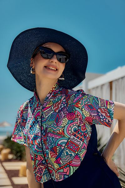 Remsa Mayo Parachute Short Sleeve Semi-Closed Swimsuit with Front Cover Nurel R2602