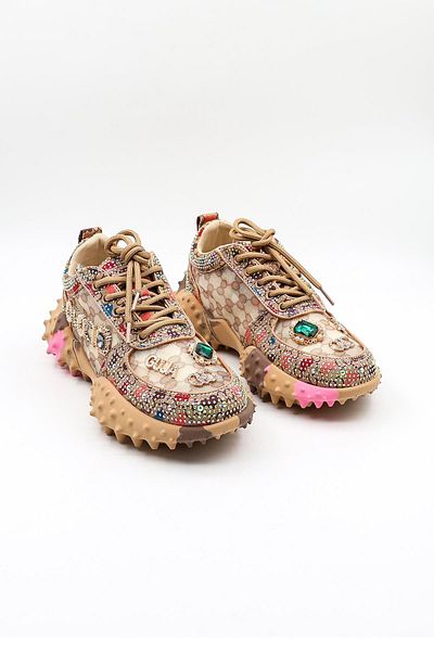 Guja Imported Stone Embroidered Women's Sports Shoes Gj338 Beige