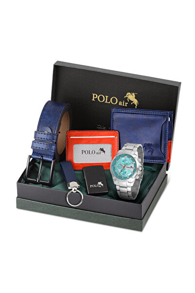 Polo Air Erkek Kol Saati Cüzdan Kemer Kartlık Çakmak Anahtarlık Kombin Set Gü...
