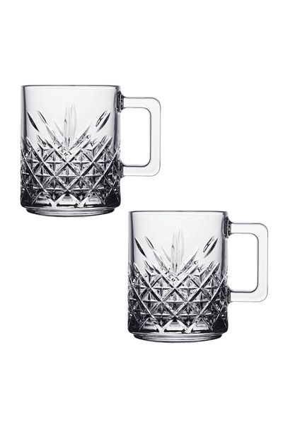 Paşabahçe Set of 2 Timeless Handled Mugs, Pasabahce, ideal for Hot and Cold Drinks, 315ml
