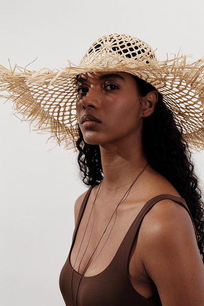 Manuka Patterned Straw Hat Beige