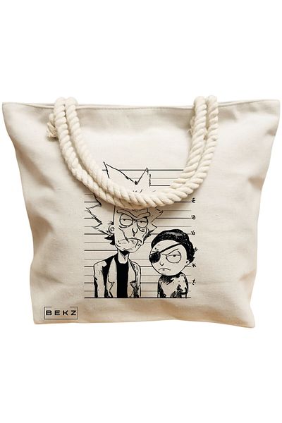 BEKZ Textile Bag With Zipper, Tote Bag, Model Books In The Tropical 38 X 34.5 Cm, ​​White, ®