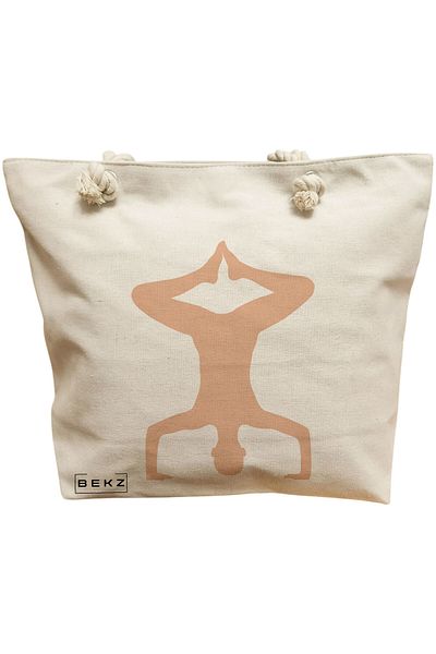 BEKZ Sacosa Textila Cu Fermoar, Geanta Tote, Model Flamingo 4 38 X 34.5 Cm, Alb, ®