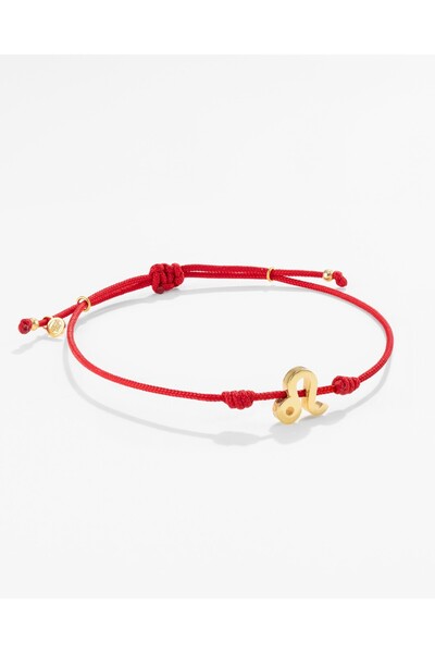 MEKS JEWELS Gümüş Aslan Burcu Kırmızı Bileklik