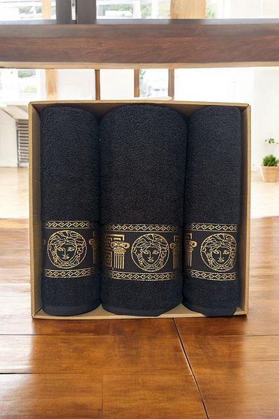 Valoroso Tekstil Σετ πετσετών μπάνιου Medusa Motif 3 τεμαχίων / Σετ μπάνιου 3 τεμαχίων 100% βαμβάκι