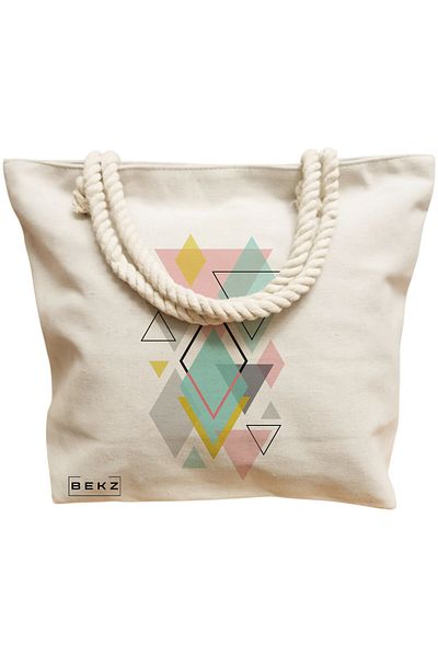 BEKZ Sacosa Textila Cu Fermoar, Geanta Tote, Model Books 52 38 X 34.5 Cm, Alb, ®