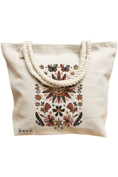 BEKZ Textile Bag With Zipper, Tote Bag, Bow & Go 2 Model 38 X 34.5 Cm, ​​White, ®