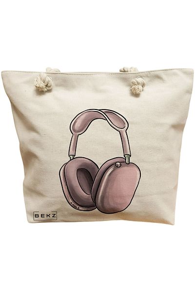BEKZ Sacosa Textila Cu Fermoar, Geanta Tote, Model Caffeine Cat 4 38 X 34.5 Cm, Alb, ®