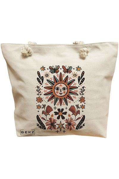 BEKZ Textile Bag With Zipper, Tote Bag, Bow & Go 2 Model 38 X 34.5 Cm, ​​White, ®