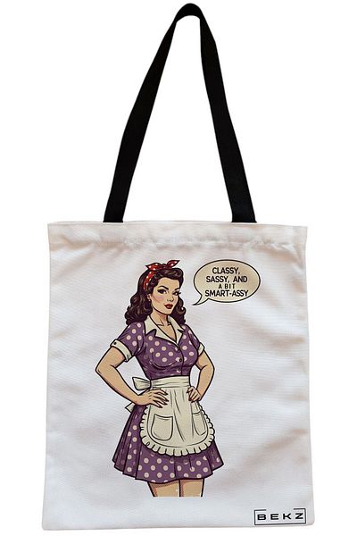 BEKZ Textile Bag With Zipper, Boho Style Tote Bag 14, 38x34.5 Cm, ​​White, ®