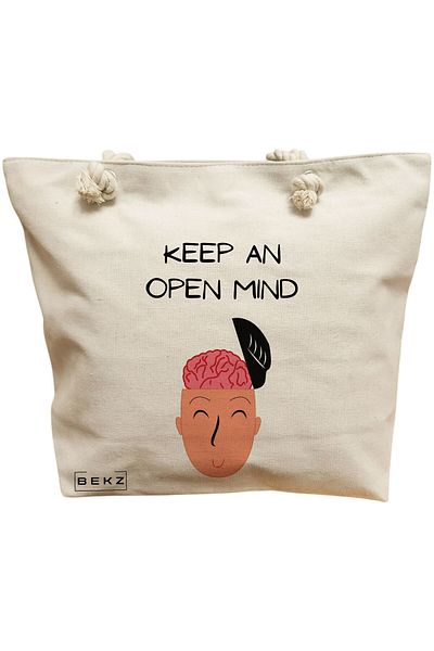 BEKZ Beach bag, Keep an open mind model, 40x51 cm, Cream, BEKZ®