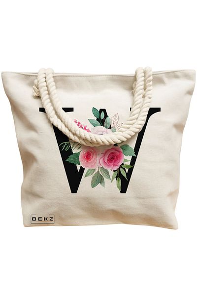 BEKZ Sacosa Textila Cu Fermoar, Geanta Tote, Model The Bookie Girl 2 38 X 34.5 Cm, Alb, ®