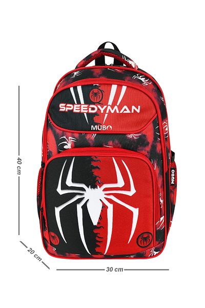 MUBO Superhero Elementary School Bag in Spider-Man Style - Pen Holder and Lunch Box Included