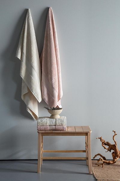 Apricitas HOME Lotus 4-Piece Towel Set Blush-Ecru 90X150 - Family Set