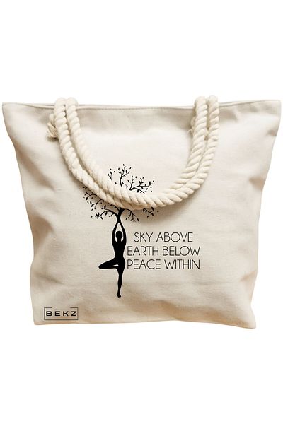 BEKZ Textile Bag With Zipper, Tote Bag, Reading Cat 4 Model 38 X 34.5 Cm, ​​White, ®