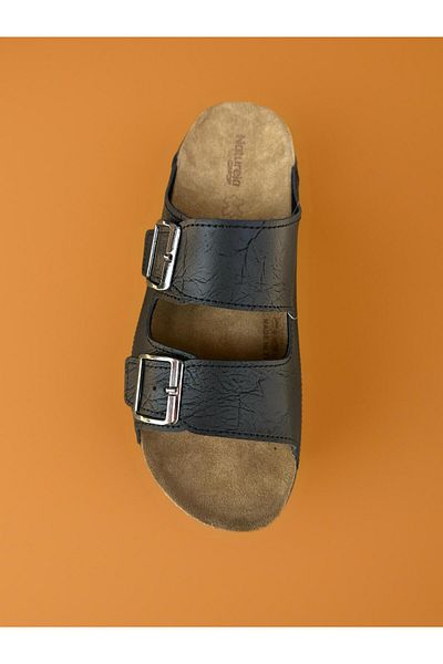 GEZER Men's Buckle Daily Leather Sole Slippers
