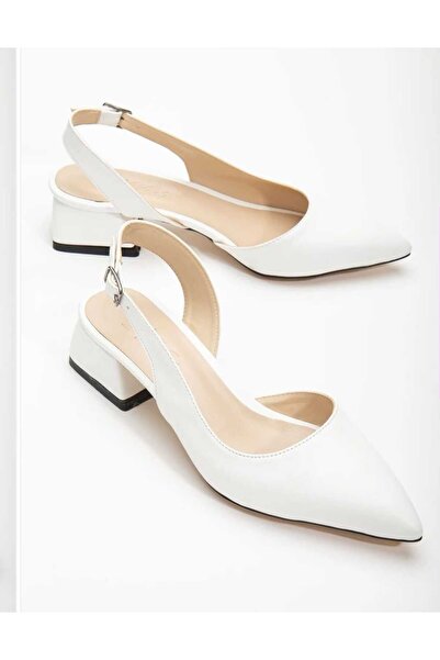 Chic Via Prexi Low Heeled White Skin Comfortable Shoes