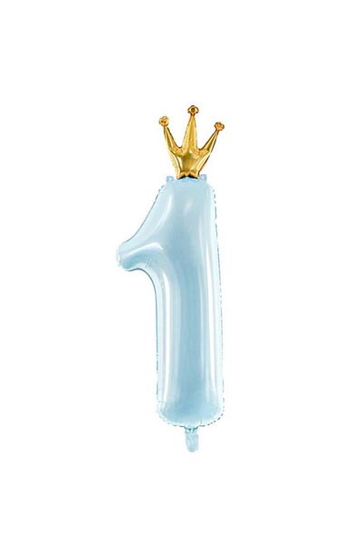 DODOMAR Foil Balloon Crowned 1 Year Old Blue 36 Inch