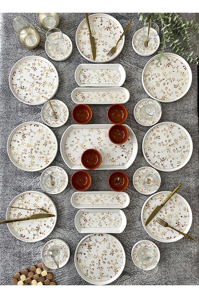 Borser Gold Eliz 27 Piece Breakfast Set for 8 People