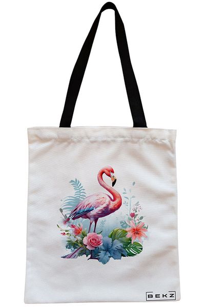 BEKZ Sacosa Textila Cu Fermoar, Geanta Tote Sunny Moon, 38x34.5 Cm, Alba, ®