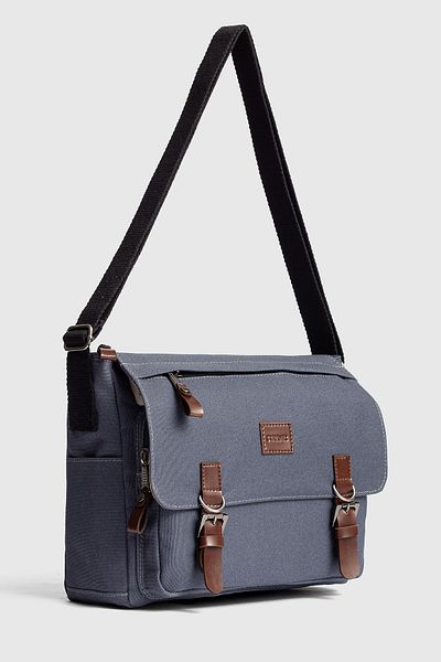 By Hakan Gk72 Canvas Messenger Bag Shoulder Bag School Bag with Laptop Compartment Gray