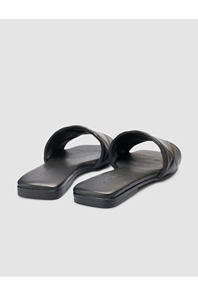 Cabani 100% Genuine Leather Black Quilted Women's Slippers