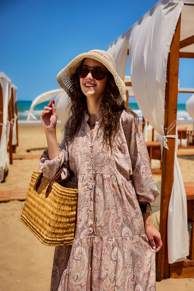 LOCCO Дамска рокля с шарка Cassime от норка