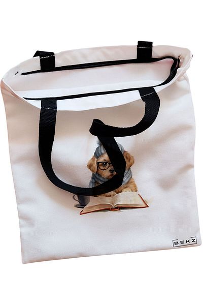 BEKZ Textile Bag With Zipper, Boho Style Tote Bag 10, 38x34.5 Cm, ​​White, ®