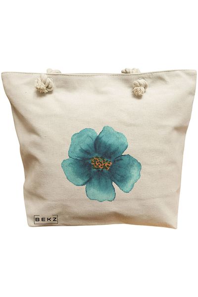 BEKZ Sacosa Textila Cu Fermoar, Geanta Tote, Model Zero Woofs Given 38 X 34.5 Cm, Alb, ®