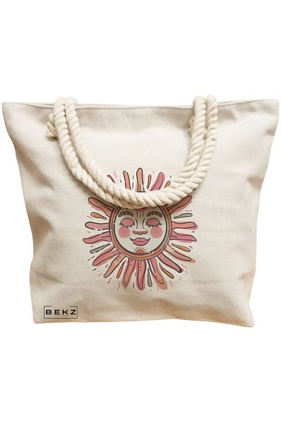 BEKZ Textile Bag With Zipper, Tote Bag, Caffeine Cat 15 Model 38 X 34.5 Cm, ​​White, ®